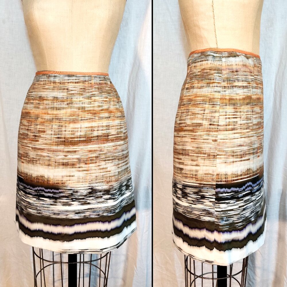Elie Tahari Abstract Watercolor Stripe Straight Mini Skirt – Medium 8 EUC